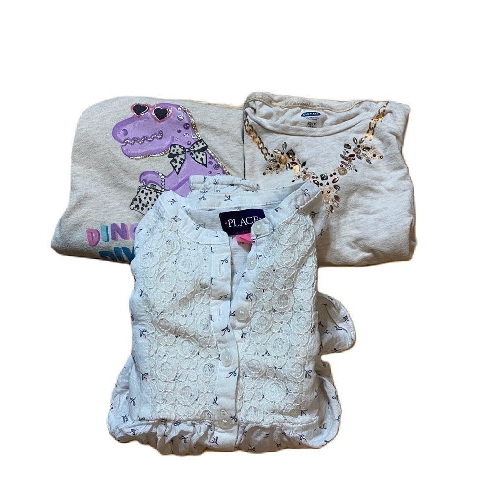 5T Long Sleeve Shirt Bundle Children’s Place 5/6 Lace Floral Old Navy Tan Gold